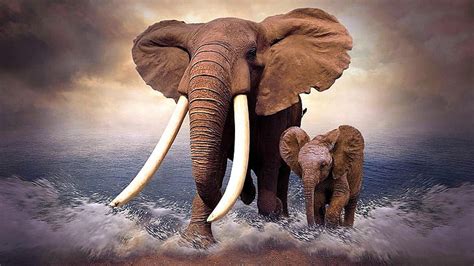 Hd Wallpaper Elephant Wildlife Terrestrial Animal Safari Savanna
