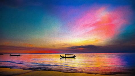 Bali Sunset Fine Oil On Canvas 4k Ultra Hd Wallpaper