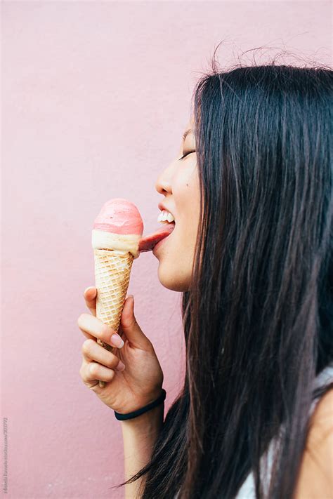 Girl Licking Ice Cream