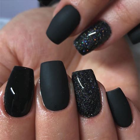 Short Nails Matte Black They Are Long And Narrow Which Makes For A