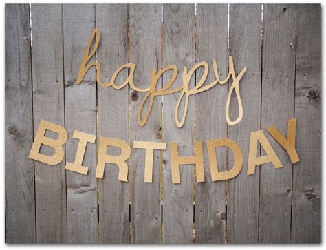 Gold Glitter Happy Birthday Banner 30 And 45 Inches Long Etsy