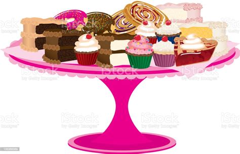 Pink Bakery Tray Of Desserts Or Sweets Stock Illustration Download