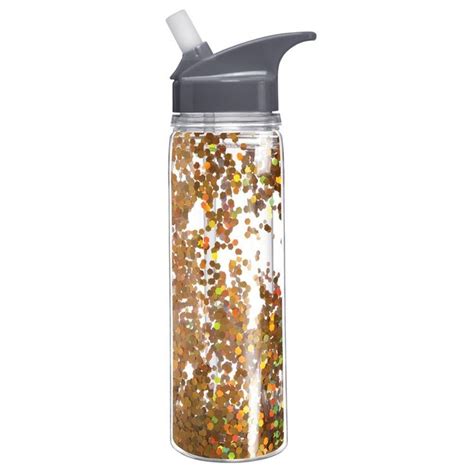 Slant Collections Womens Confetti Water Bottle Gold Confetti One