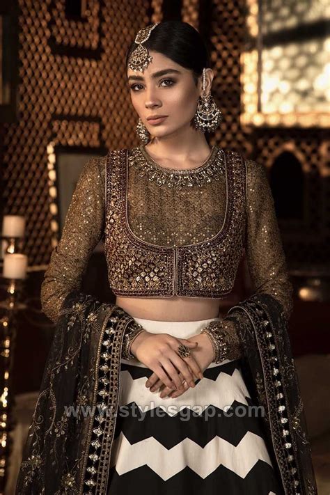 Both pieces include engineered patterns inspired by a blend between a football pitch and a grass tennis court. Maria B Latest Pakistani Formal Wedding Dresses Collection ...