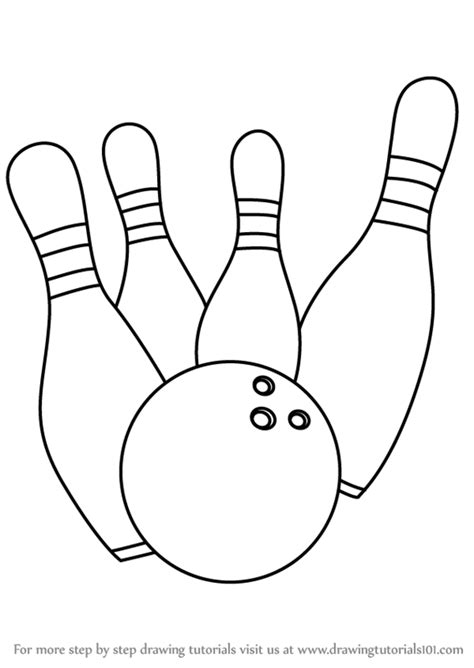 Learn How To Draw Bowling Pins Other Sports Step By Step