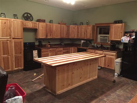 Kitchen Overview Hickory Cabinets From Lowes Walnut Butcher Block