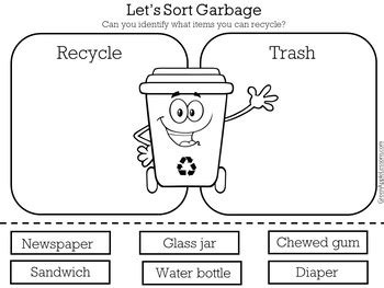 Reduce Reuse Recycle Worksheet | Sort by Green Apple Lessons | TpT