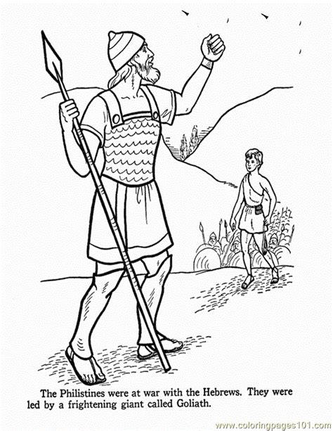 David & goliath are biblical characters & the battle between them is the most loved bible stories. Coloring Pages David And Goliath 1 (Other > Religions ...
