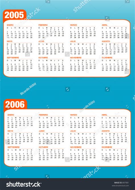 2005 2006 Calendar Stock Vector Illustration 897981 Shutterstock