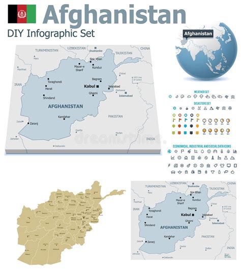 Politische Landkarte Afghanistans Isoliert Auf Weißem Grund Vektor