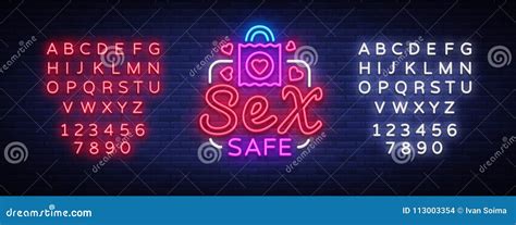 Safe Sex Design Template Safe Sex Condom Concept For Adults In Neon Style Neon Sign Element