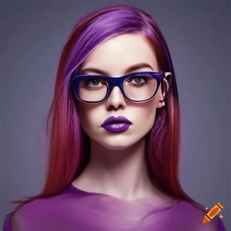Woman With Dark Reddish Purple Hair And Glasses