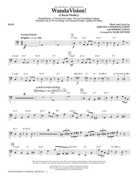 Wandavision Choral Medley Arr Mark Brymer Bass Sheet Music