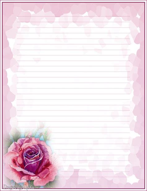 531rose Lined Paper Writing Paper Printable Stationery Free