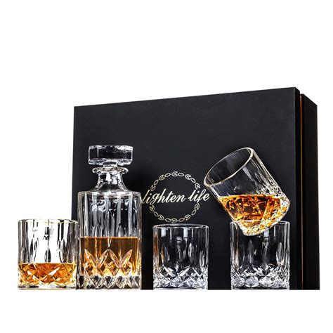 buy lighten life 5 piece whiskey decanter sets crystal whiskey decanter with 4 glasses in t