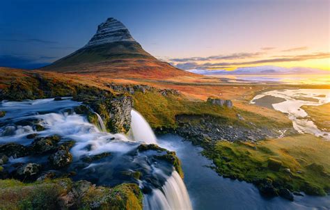 Wallpaper Waterfalls Iceland Mountain Kirkjufell Images For Desktop