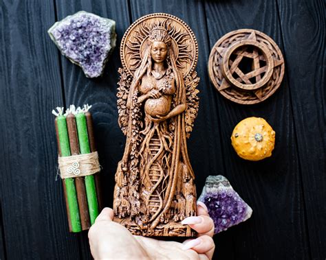 Gaia Goddess Statue Mother Earth Wiccan Nature Statue Etsy
