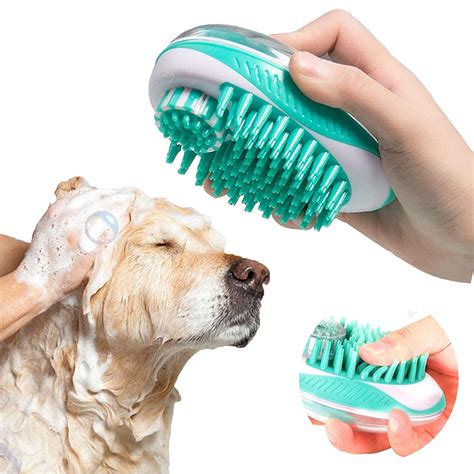 2 In 1 Pet Brush Bath Massage Brushshampoo Dispenser For Pet Grooming