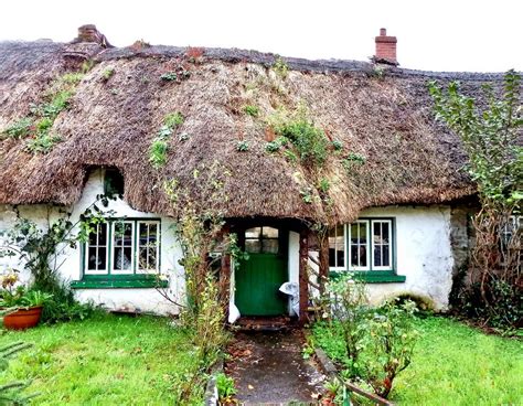 Ireland Co Limerick Adare Cottage With Tumbledown Thatched Roof