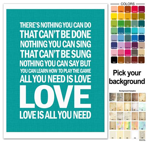 3 657 655 просмотров • 14 авг. The Beatles Song Lyric Print All You Need is by ...