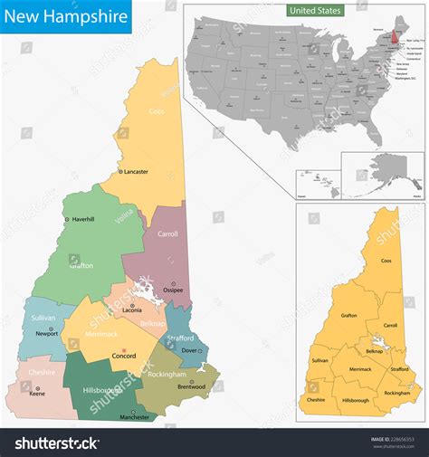 Map New Hampshire State Designed Illustration Stock Vector 228656353