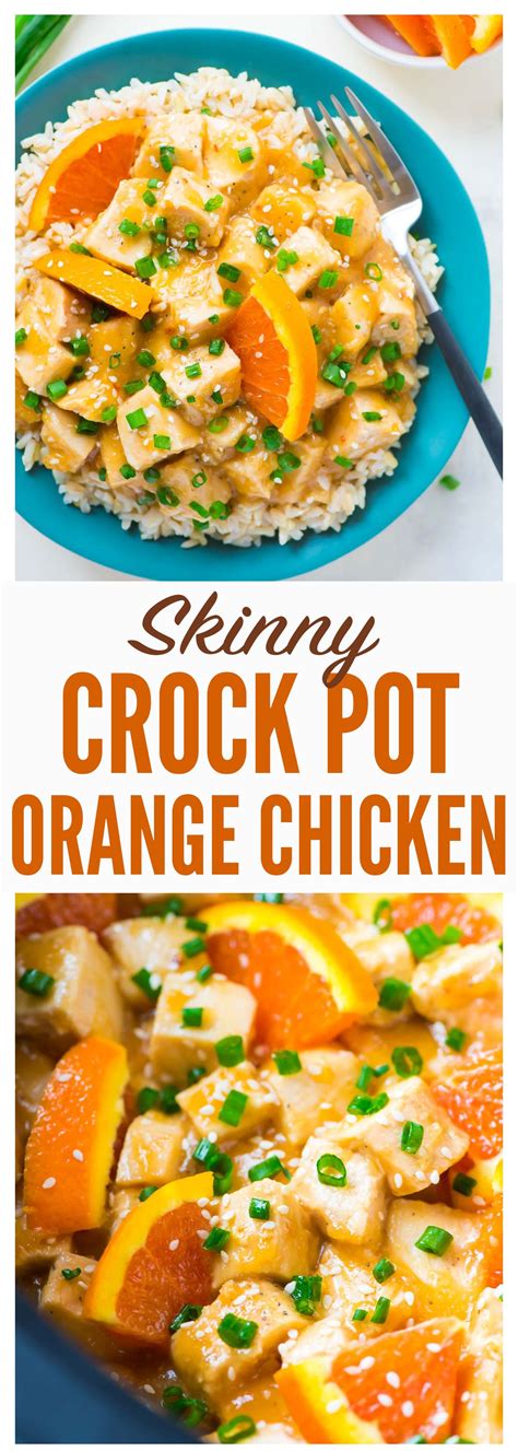 Lots of healthy ingredients and low carb. Skinny Crockpot Orange Chicken - WAY BETTER than Panda Express! EASY, healthy recipe m… | Orange ...