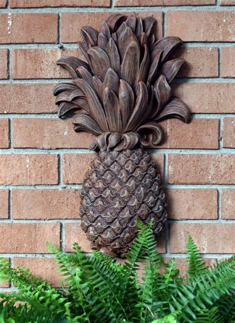 Outdoor Pineapple Wall Plaque Sculpture Decor Patio Tropical Garden