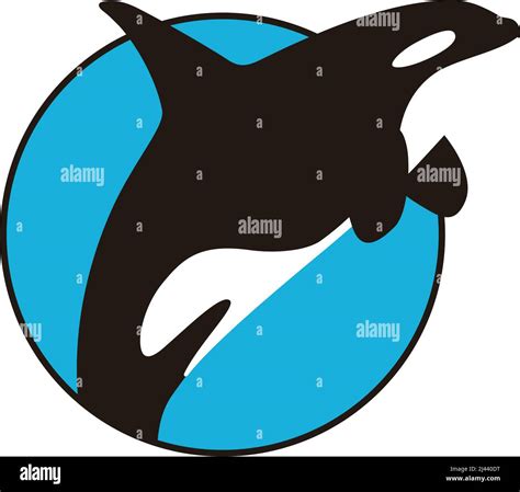 Killer Whale Jumping In The Sea Flat Icon Design Vector Illustration