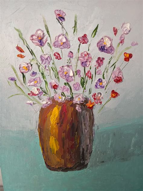 Bright Painting Pink Wildflowers Original Oil Painting On Etsy