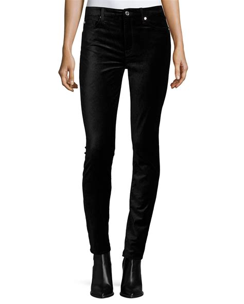 For All Mankind The High Waist Velvet Skinny Jeans Black Neiman Marcus