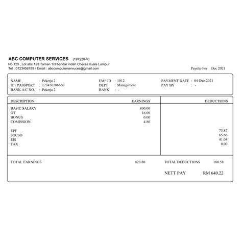 Salary Slip Payslip Template Malaysia Payslip Template In Excel Free