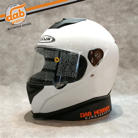 Jual Zeus White Glossy Polos Free Flat Visor Dark Smoke Shopee