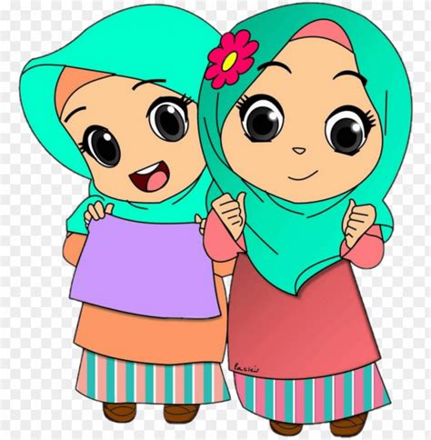 Kids Hijab Jilbab Muslimwomensday Cartoon Pictures Of Muslims Png Image