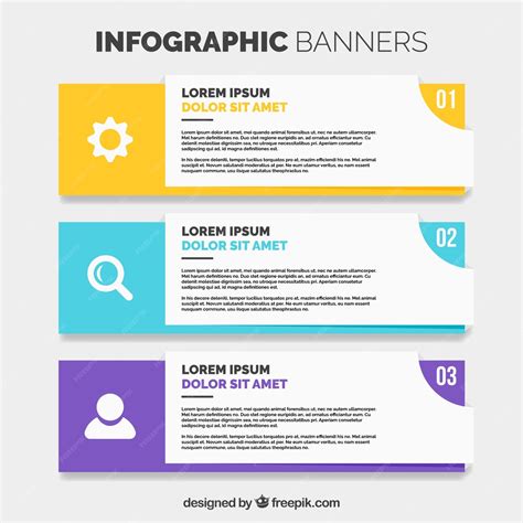 Free Vector Set Of Three Infographic Banners In Flat Design