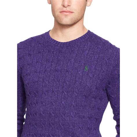 Polo Ralph Lauren Cable Knit Tussah Silk Sweater In Purple For Men Lyst