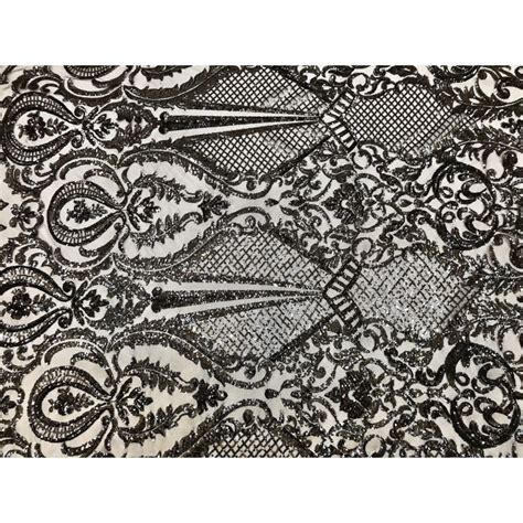 Black Stretch Sequins Lace Fabric By The Yard J S International Textile