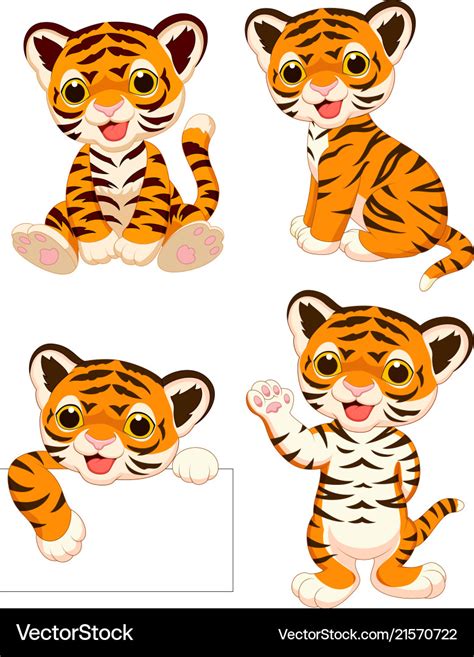 Cartoon Baby Tigers Collection Set Royalty Free Vector Image
