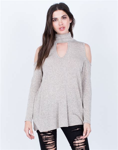 Turtleneck Knit Top - Lightweight Flowy Top - Choker Neck Sweater - 2020AVE