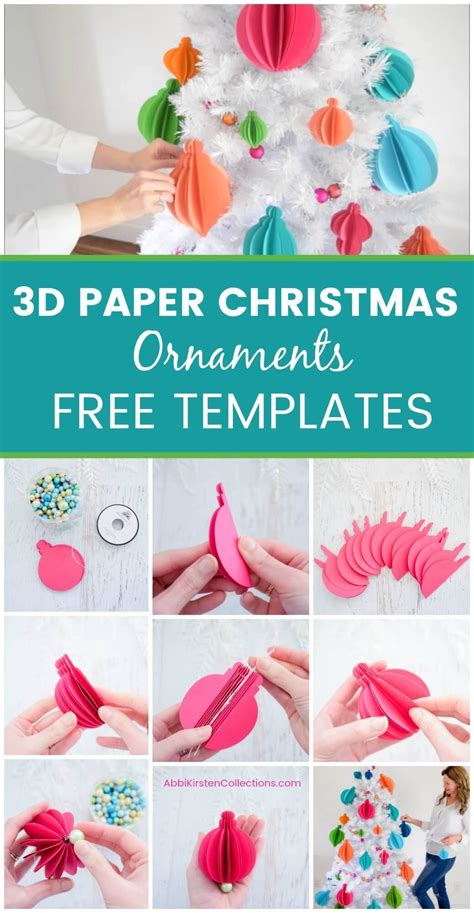 3d Paper Christmas Ornaments Easy Tree Ornament Templates Paper