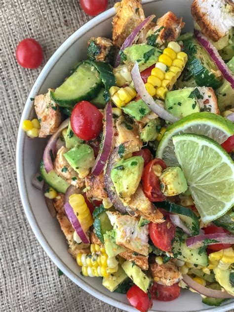 Makes about 11.5 cups (with avocado added to soup). Cajun Lime Chicken Avocado Corn Salad | With Peanut Butter ...
