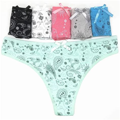 Sexy Thongs For Women Printing G String Sexy Cotton Panties Womens Thongs Underpants Briefs