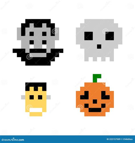 Halloween Pixel Collection Image Scary Character Vector Illustration