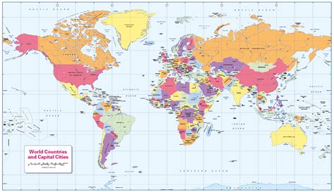 World Countries And Capitals Map Self Adhesive Cosmographics Ltd