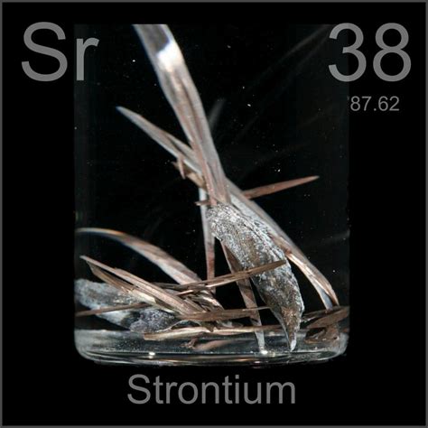 Dendritic Crystal A Sample Of The Element Strontium In The Periodic Table
