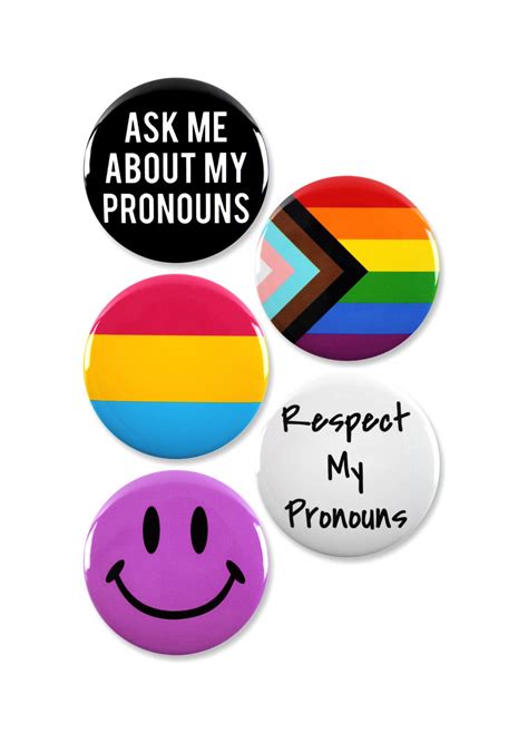5 Pack Pansexual And Pronoun Pride Lgbtq Pinback Buttons Etsy