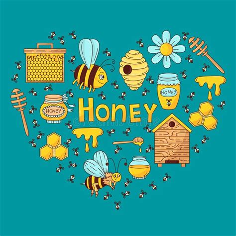 honey bees vector set stock vector illustration of doodle 156516657
