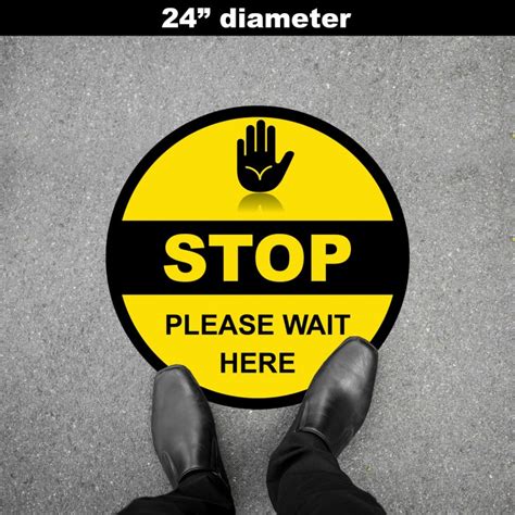 Stop Please Wait Here Social Distancing Floor Decal