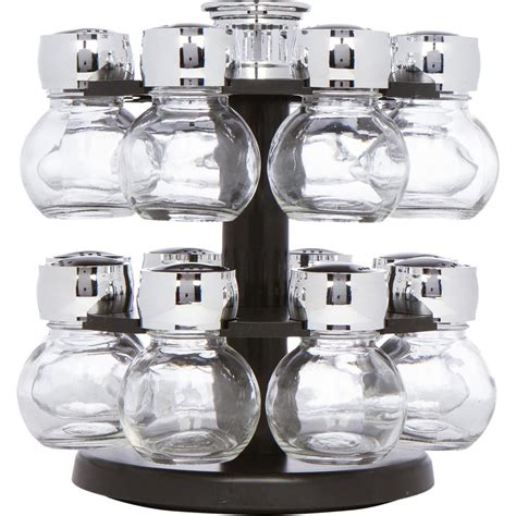 This amazingly durable system looks attractive and neat in your kitchen. Trademark Innovations Revolving 16-Glass Black Jar ...