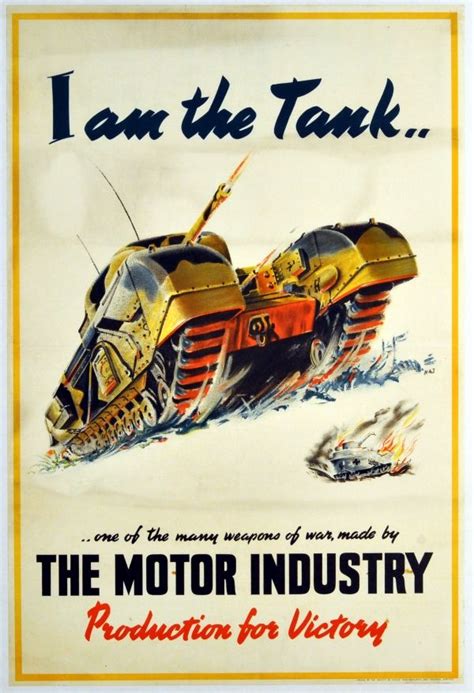 Wwii I Am The Tank Uk 1940s War Posters Unsigned 75x50 Rare