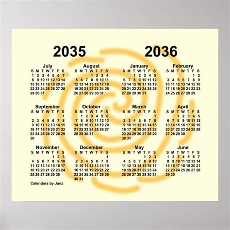 2035 2036 Sunny Days School Year Calendar By Janz Poster Zazzle